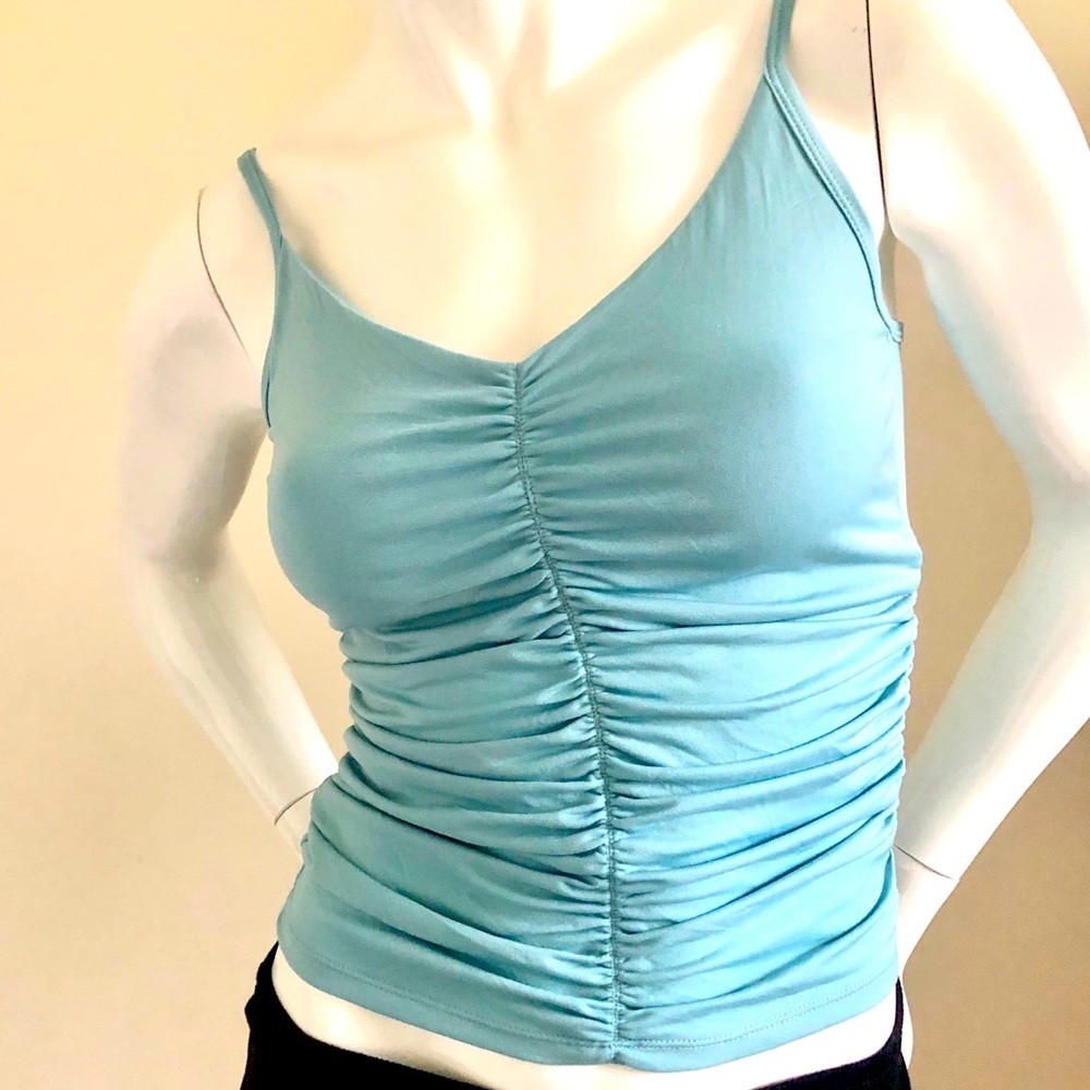 Misdemeanor Blue Ruched Tank Top